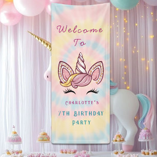 Banderoles Pink Magic cravate de licorne couleur or parties s
