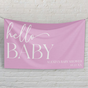 Banderoles Pink Minimalist Hello Baby shower bébé