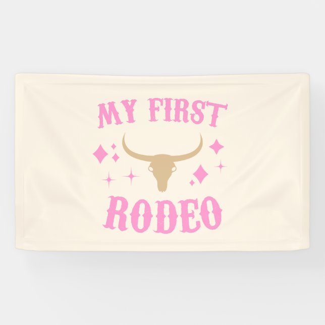 Banderoles Pink My First Rodeo Cowgirl 1er Anniversaire (Horizontal)