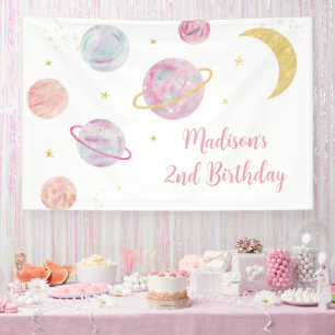 Banderoles Pink Pastel Two Moon Space Anniversaire