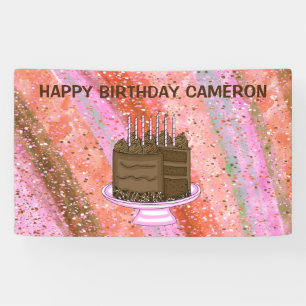 Banderoles Pink personnalisé et Brown Joyeux anniversaire