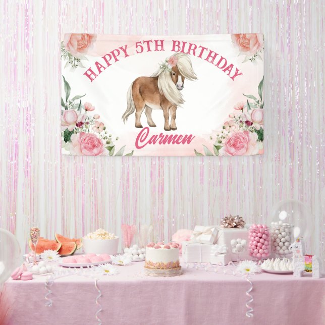 Banderoles Pink poney anniversaire giddy up cowgirl party (Fête)