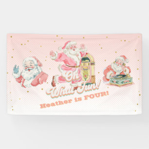 Banderoles Pink Retro Super Père Noël-Fille fête d'anniversai