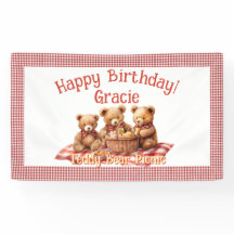 Pique-nique Red Teddy Bear Joyeux Anniversaire