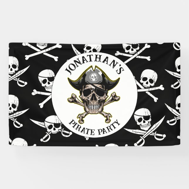 Banderoles Pirate Anniversaire Fête Croix Bones (Horizontal)