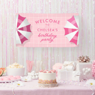 Banderoles Piscine rose fête anniversaire Bienvenue