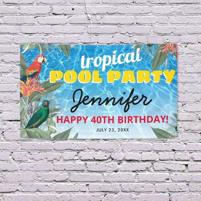 Banderoles Piscine tropicale fête d'anniversaire (Créateur téléchargé)