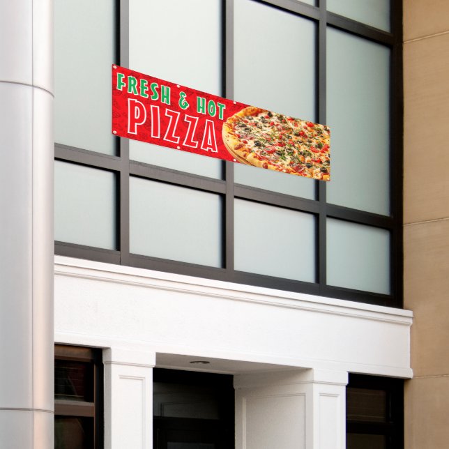 Banderoles Pizza frais et chaud Cheesy Pepperoni Advert (Bâtiment extérieur)