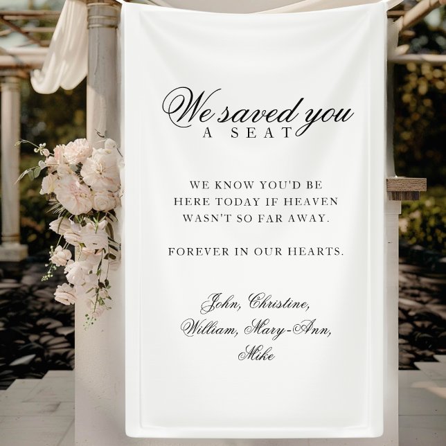 Banderoles Place réservée - Mariage Classique Mémorial Blanc (Reserved Seat - Classic Wedding Memorial White Banner)