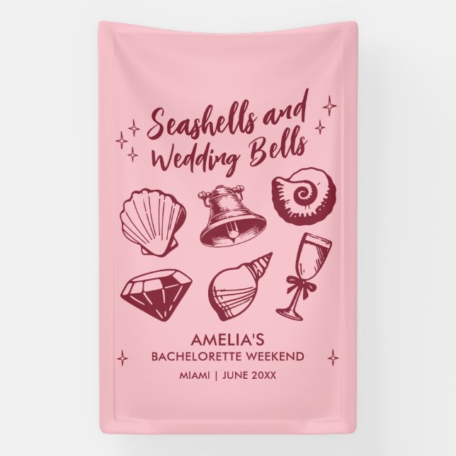 Banderoles Plage Bachelorette Fête Coquillages Mariages (Verticale)