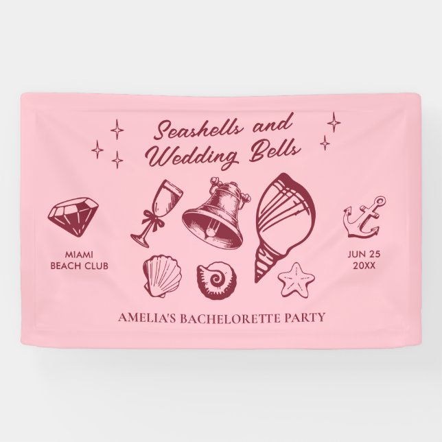 Banderoles Plage Bachelorette Fête Coquillages Mariages (Horizontal)