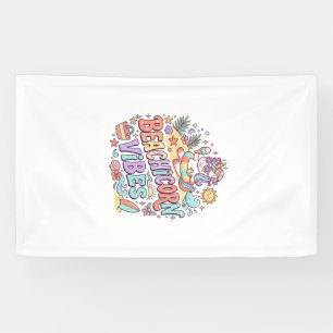 Banderoles Plage de licorne Vibes Fantaisiste Fond Blanc