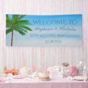 Banderoles Plage tropicale 50e anniversaire de Mariage d'été