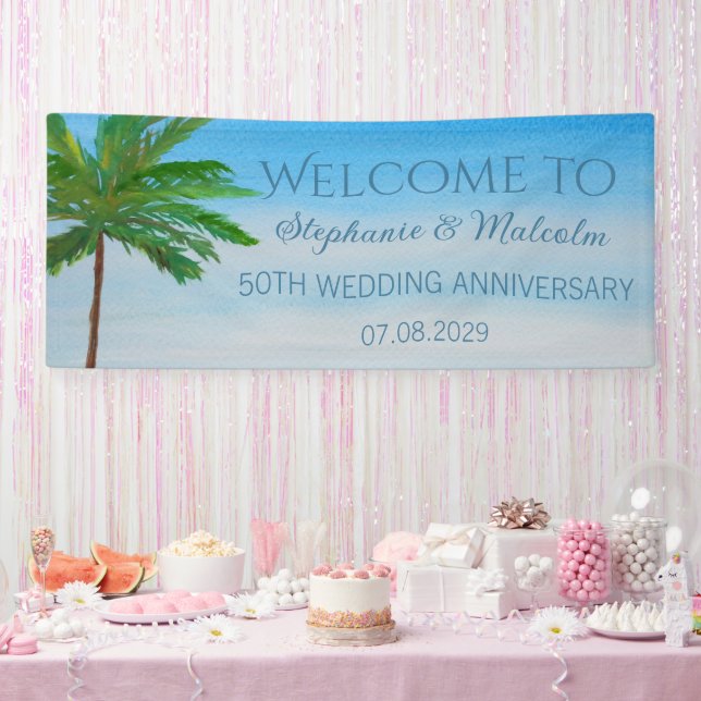 Banderoles Plage tropicale 50e anniversaire de Mariage d'été (Fête)