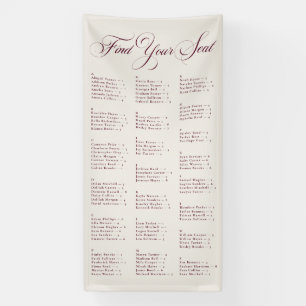 Banderoles Plan de table de mariage alphabétique Bourgogne Iv