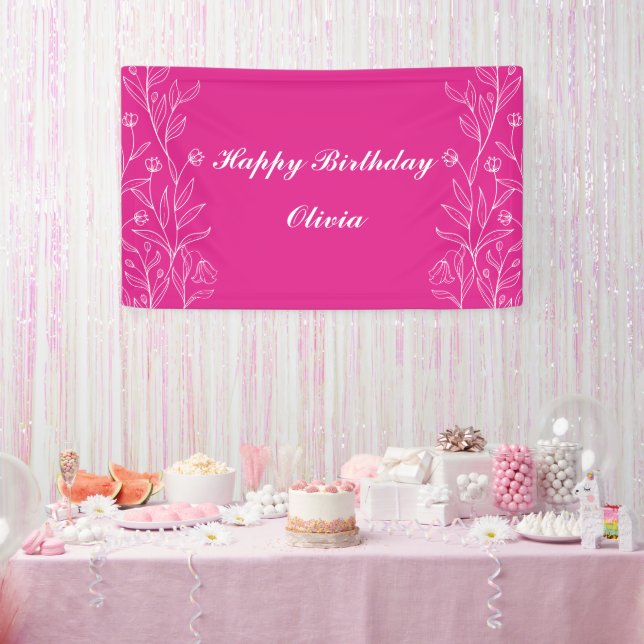 Banderoles Planche d'anniversaire florale simple et élégante (Fête)