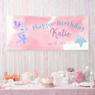 Banderoles Plaque en papier sirène d'anniversaire
