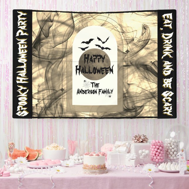 Banderoles Pleine lune Web Black Bats Spider Halloween heureu (Fête)