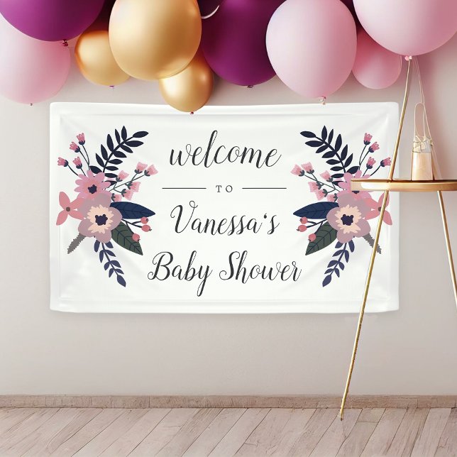 Banderoles Plomb rose | Floral Baby shower ou mariage (Créateur téléchargé)