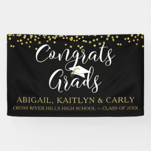 Banderoles Plusieurs Grains Noir Confetti Congrats