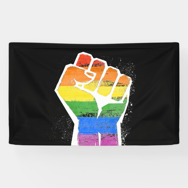 Banderoles Poing d'arc-en-ciel (Horizontal)