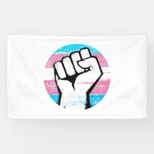 Banderoles Poing de Fierté Trans Imprimé Cercle