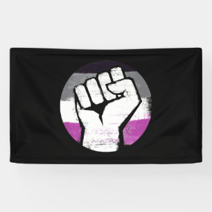 Banderoles Poing levé de fierté asexuelle, impression circula