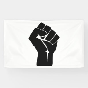 Banderoles Poing noir levé - Manifestation de résistance