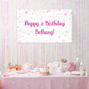 Banderoles Points Confetti Pink Rose Anniversaire Personnalis