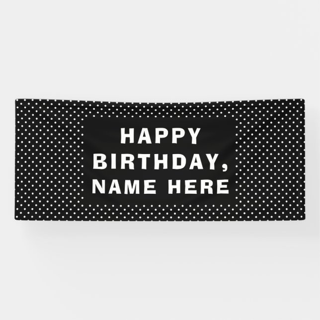 Banderoles Pois blancs Joyeux anniversaire (Horizontal)