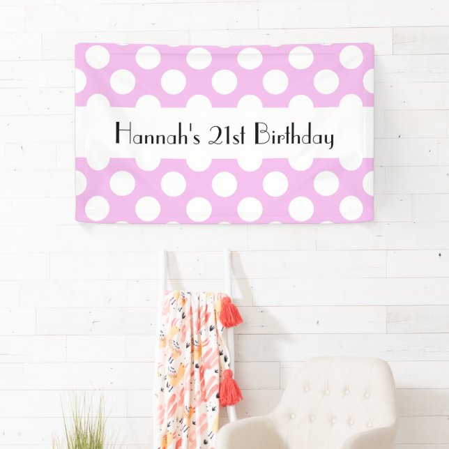 Banderoles Pois roses, Motif Pointe Polka, Points, Anniversai (En situation)