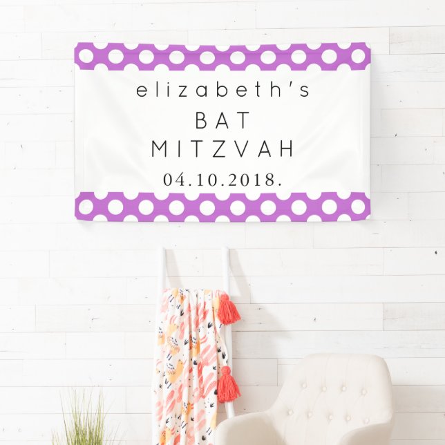 Banderoles Pois violets, Motif à points Polka, Bat mitzvah (En situation)