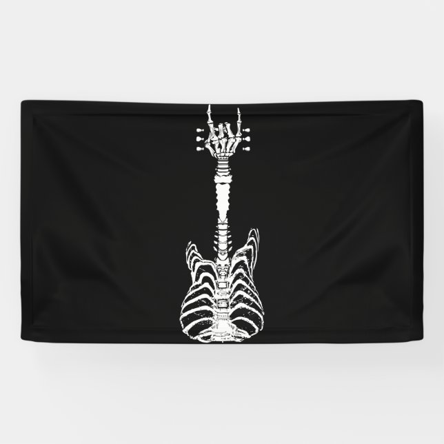 Banderoles Poison de Rock & Roll Skeleton Guitar Music Lover (Horizontal)