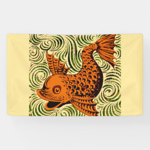 Banderoles Poisson Antique Carrelage Ancien art