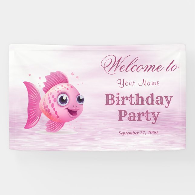 Banderoles Poisson rose Bienvenue (Horizontal)