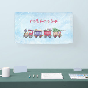 Banderoles Pôle Nord ou buste Locomotive de Noël personnalisé