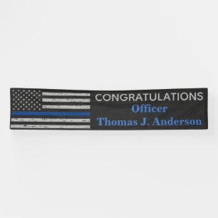 Banderoles Police Ligne Bleue Mince Application de la loi L G