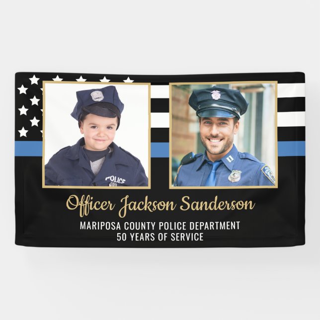 Banderoles Police Officier Academy Graduation Party 2 Photo (Horizontal)