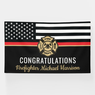 Banderoles Pompier Fire Academy Mince Red Line Graduation