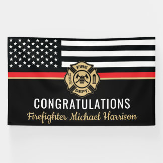 Banderoles Pompier Fire Academy Mince Red Line Graduation