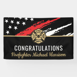 Banderoles Pompier Fire Academy Red Line Drapeau Graduation