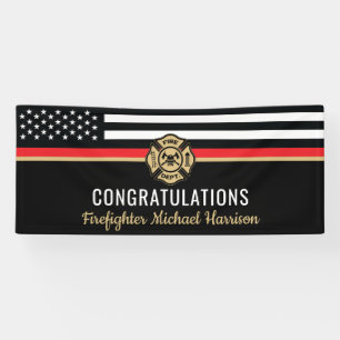 Banderoles Pompier Fireman Graduation Mince Red Line Party