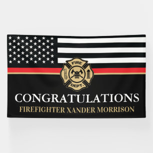 Banderoles Pompier Mince Red Line Fire Academy Graduation