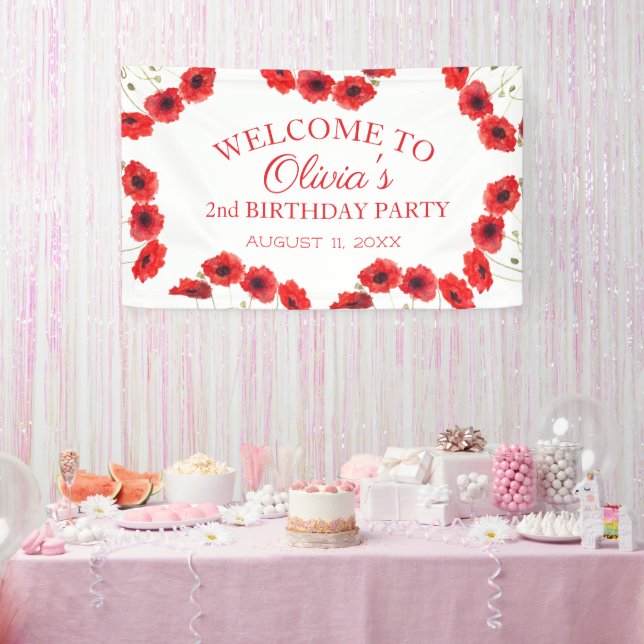 Banderoles Poppies de fête du 2e anniversaire Baby Girl (Fête)