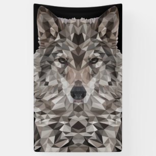Banderoles Portrait géométrique de loup gris