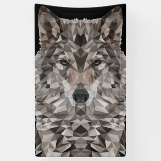 Banderoles Portrait géométrique de loup gris