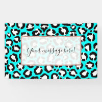 Poster de animal moderne Cyan Blue Leopard
