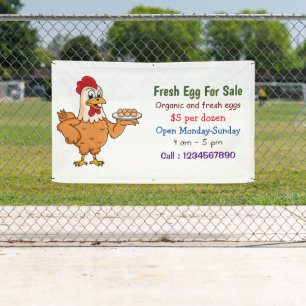 Banderoles Poulet avec oeufs dessin animé oeuf frais signe à 