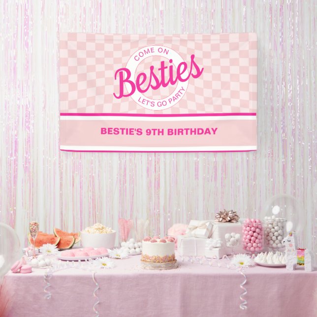 Banderoles Poupée rose rétro Laissons Aller Fête Anniversaire (Fête)