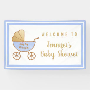 Banderoles Poussette bleue Baby Boy Douche Bienvenue